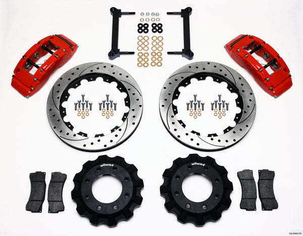 99-10 GM 2500 TRUCK/SUV FULL DISC BRAKE KIT,16" DRILLED ROTORS,RED,4.63" CENTER