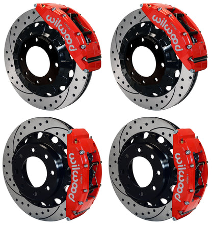 99-10 GM 2500 TRUCK/SUV FULL DISC BRAKE KIT,16" DRILLED ROTORS,RED,4.63" CENTER