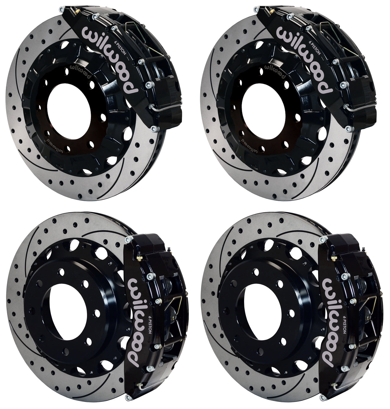 99-10 GM 2500 TRUCK/SUV FULL DISC BRAKE KIT,16" DRILLED ROTORS,BLACK,4.84" CTR