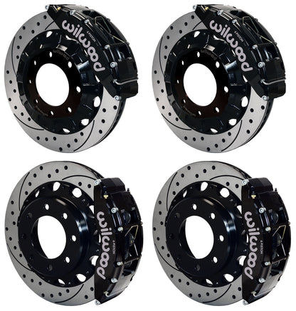 99-10 GM 2500 TRUCK/SUV FULL DISC BRAKE KIT,16" DRILLED ROTORS,BLACK,4.84" CTR