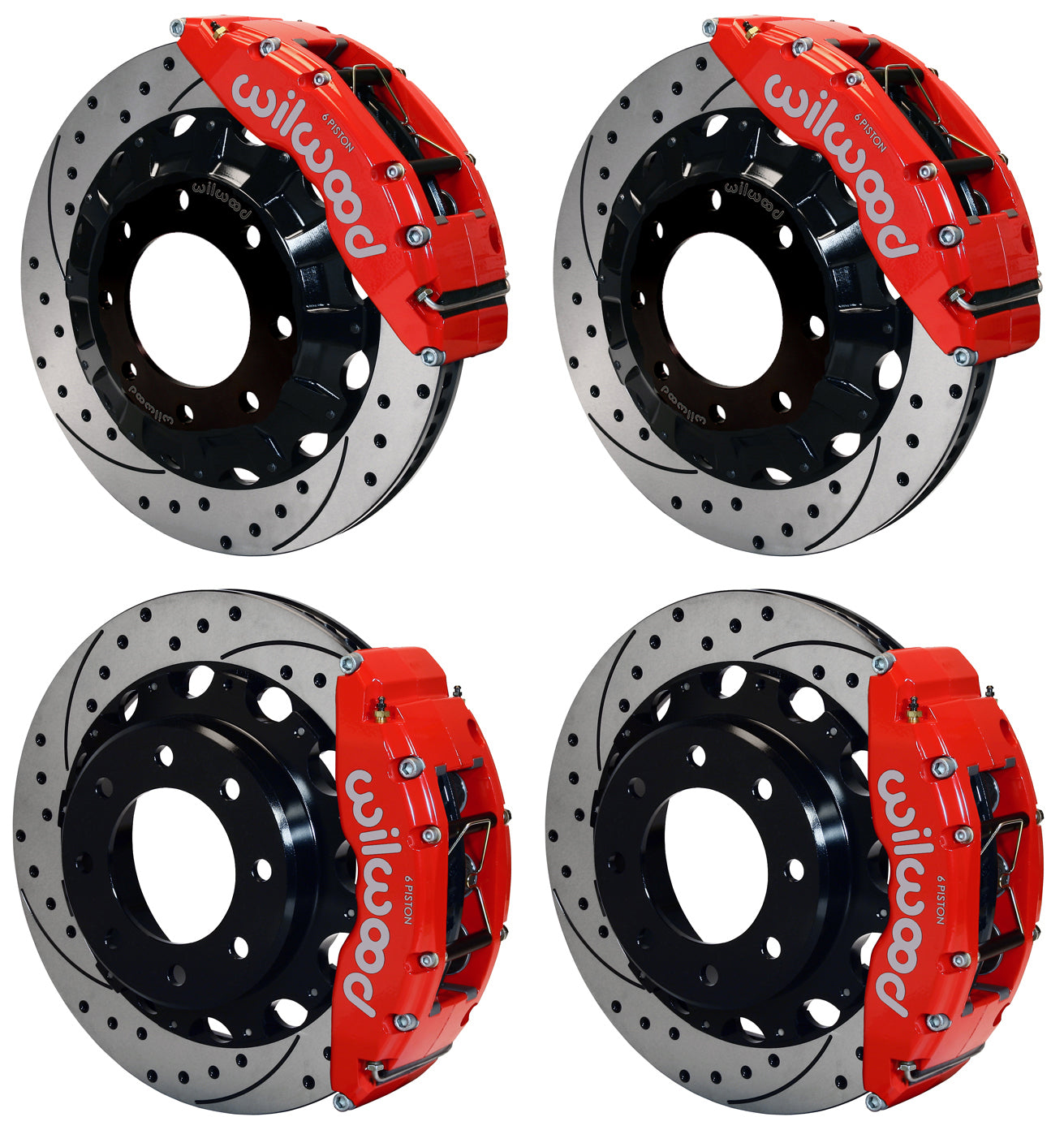 99-10 GM 2500 TRUCK/SUV FULL DISC BRAKE KIT,16" DRILLED ROTORS,RED,4.84" CENTER