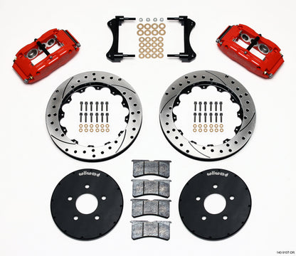 94-04 MUSTANG,FULL DISC BRAKE KIT,13" DRILLED,RED CALIPERS