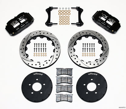 94-04 MUSTANG,FULL DISC BRAKE KIT,13" DRILLED,BLACK CALIPERS