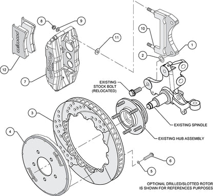 94-04 MUSTANG KIT,FRONT,12.90" DRILLED ROTORS,RED