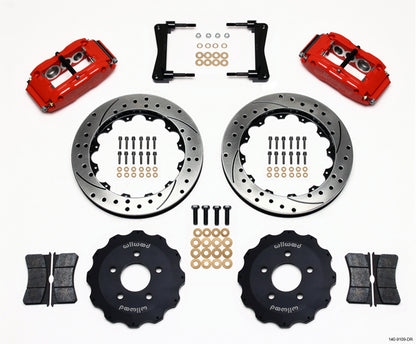 05-14 MUSTANG,FULL DISC BRAKE KIT,13"/12" DRILLED,RED CALIPERS