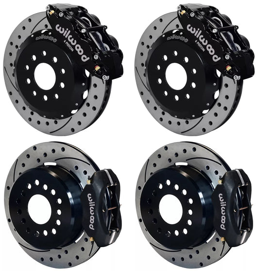 05-14 MUSTANG,FULL DISC BRAKE KIT,13"/12" DRILLED,BLACK CALIPERS