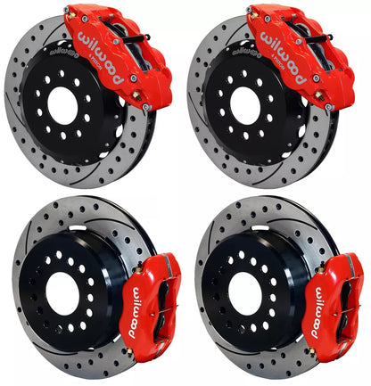 05-14 MUSTANG,FULL DISC BRAKE KIT,13"/12" DRILLED,RED CALIPERS