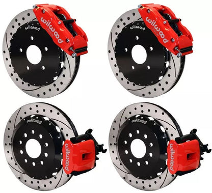 05-14 MUSTANG,FULL DISC BRAKE KIT,13" DRILLED,RED CALIPERS