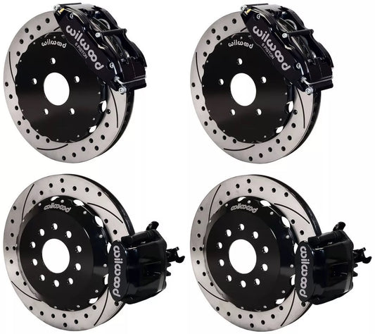 05-14 MUSTANG,FULL DISC BRAKE KIT,14"/13" DRILLED,BLACK CALIPERS