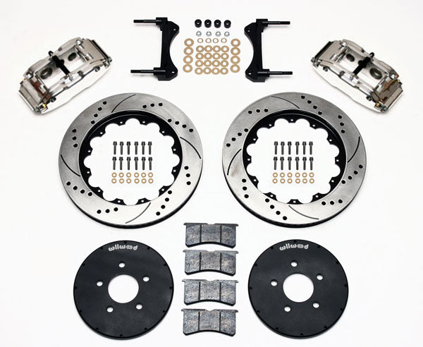 94-04 FORD MUSTANG KIT,FRONT,14" DRILLED ROTORS,6 PISTON POLISHED CALIPERS
