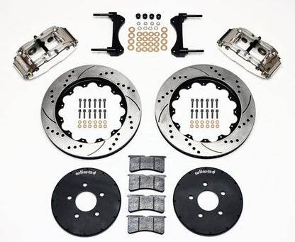 94-04 FORD MUSTANG KIT,FRONT,14" DRILLED ROTORS,6 PISTON POLISHED CALIPERS