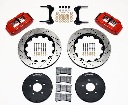 94-04 FORD MUSTANG KIT,FRONT,14" DRILLED ROTORS,6 PISTON RED CALIPERS