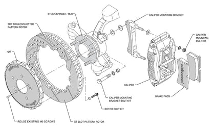94-04 MUSTANG,FULL DISC BRAKE KIT,14"/13" ROTORS,RED CALIPERS