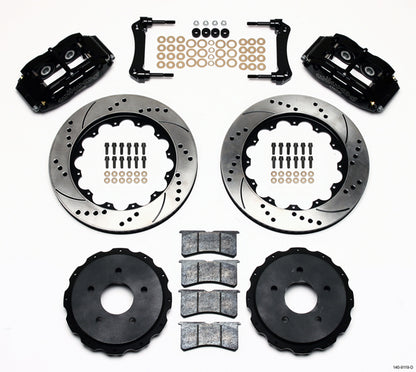 97-13 CORVETTE FULL DISC BRAKE KIT,14" DRILLED ROTORS,BLACK CALIPERS