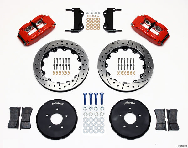 03-09 NISSAN 350Z FULL DISC BRAKE KIT,13" DRILLED ROTORS,RED CALIPERS