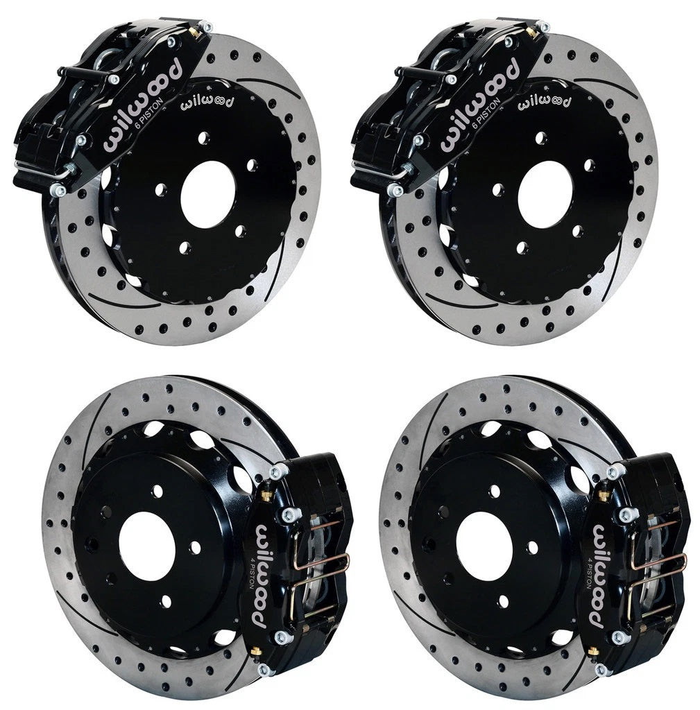 03-09 NISSAN 350Z FULL DISC BRAKE KIT,13" DRILLED ROTORS,BLACK CALIPERS