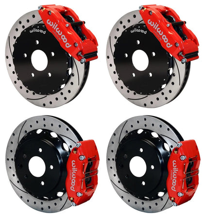 03-09 NISSAN 350Z FULL DISC BRAKE KIT,13" DRILLED ROTORS,RED CALIPERS