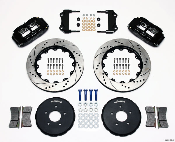 03-09 NISSAN 350Z FULL DISC BRAKE KIT,14/13" DRILLED ROTORS,BLACK CALIPERS