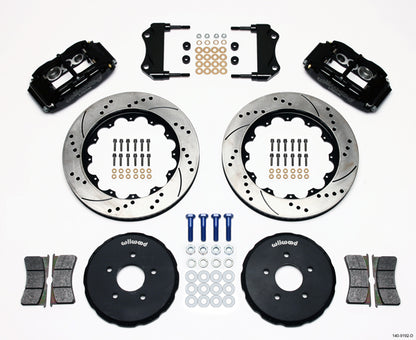 03-09 NISSAN 350Z FULL DISC BRAKE KIT,14/13" DRILLED ROTORS,BLACK CALIPERS