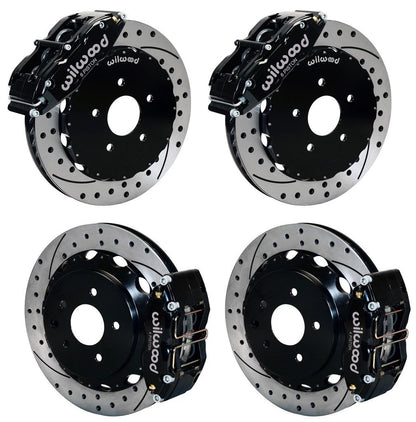 03-09 NISSAN 350Z FULL DISC BRAKE KIT,14/13" DRILLED ROTORS,BLACK CALIPERS