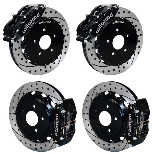 03-09 NISSAN 350Z FULL DISC BRAKE KIT,14/13" DRILLED ROTORS,BLACK CALIPERS