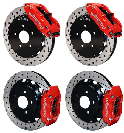 03-09 NISSAN 350Z FULL DISC BRAKE KIT,14/13" DRILLED ROTORS,RED CALIPERS