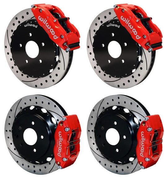 03-09 NISSAN 350Z FULL DISC BRAKE KIT,14/13" DRILLED ROTORS,RED CALIPERS