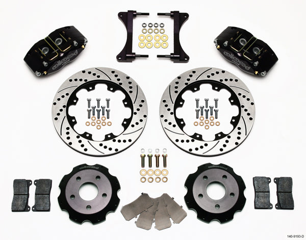 99-08 SUBARU FULL DISC BRAKE KIT,12" DRILLED ROTORS,BLACK CALIPERS