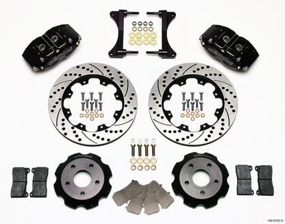 99-08 SUBARU FULL DISC BRAKE KIT,12" DRILLED ROTORS,BLACK CALIPERS