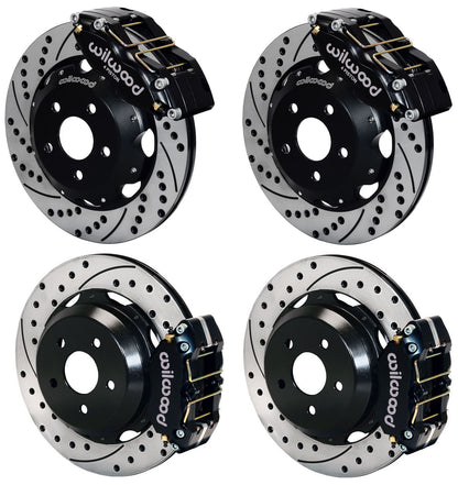 99-08 SUBARU FULL DISC BRAKE KIT,12" DRILLED ROTORS,BLACK CALIPERS