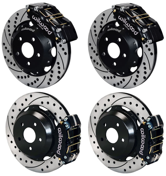 99-08 SUBARU FULL DISC BRAKE KIT,12" DRILLED ROTORS,BLACK CALIPERS