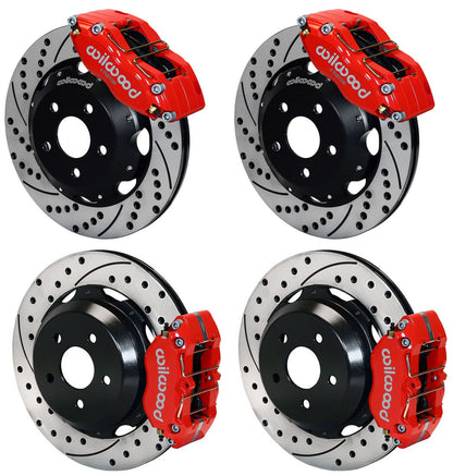 99-08 SUBARU FULL DISC BRAKE KIT,12" DRILLED ROTORS,RED CALIPERS