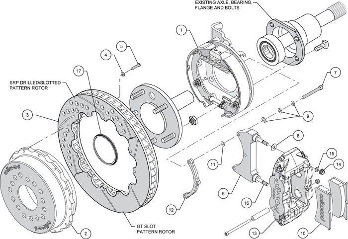 FORD 8.8" KIT,2.50",REAR PB,13" DRILLED ROTORS,RED