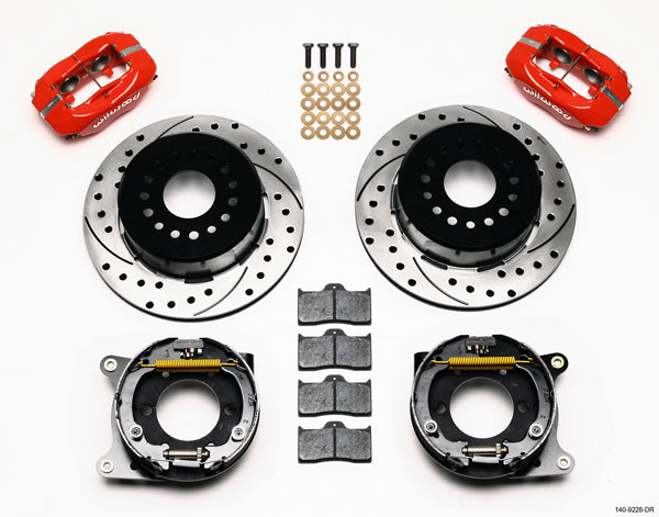 05-14 MUSTANG,FULL DISC BRAKE KIT,13"/12" DRILLED,RED CALIPERS