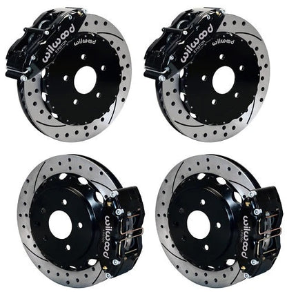 01-06 LANCER EVO FULL DISC BRAKE KIT,13" DRILLED ROTORS,BLACK CALIPERS