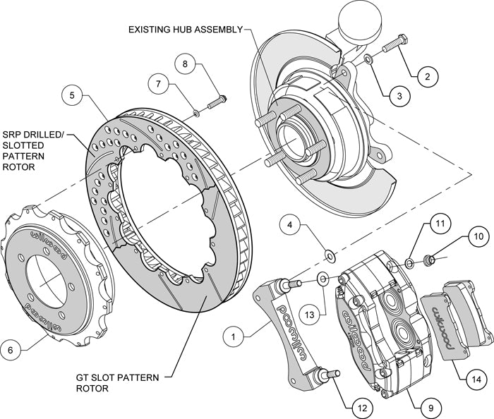 01-06 LANCER EVO FULL DISC BRAKE KIT,13" DRILLED ROTORS,BLACK CALIPERS