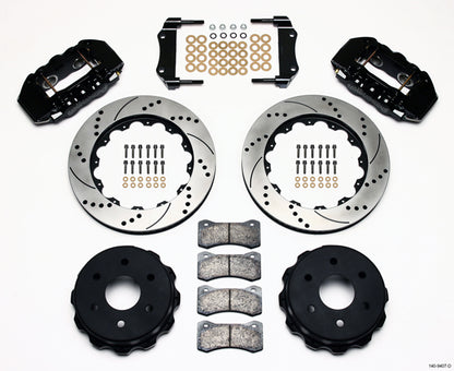 99-18 GM TRUCK/SUV FULL DISC BRAKE KIT,16/14" DRILLED ROTORS,BLACK CALIPERS