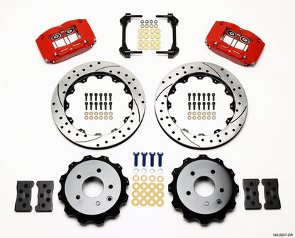 03-09 NISSAN 350Z FULL DISC BRAKE KIT,13" DRILLED ROTORS,RED CALIPERS