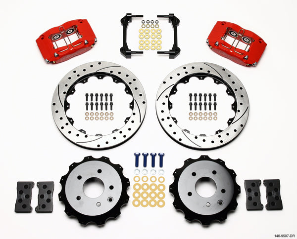 09-13 NISSAN 370Z FULL DISC BRAKE KIT,14/13" DRILLED ROTORS,RED CALIPERS