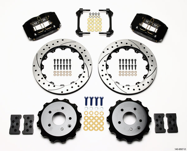 03-09 NISSAN 350Z FULL DISC BRAKE KIT,13" DRILLED ROTORS,BLACK CALIPERS