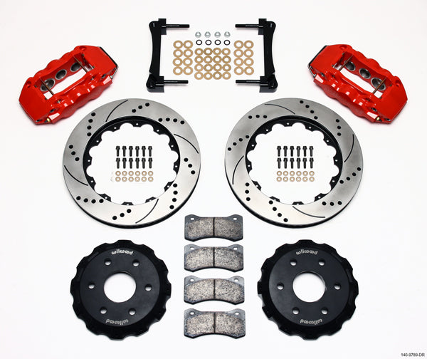 00-06 GM SUV FULL DISC BRAKE KIT,14" DRILLED ROTORS,RED CALIPERS