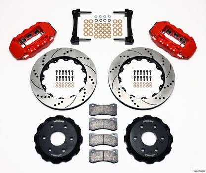 00-06 GM SUV FULL DISC BRAKE KIT,14" DRILLED ROTORS,RED CALIPERS