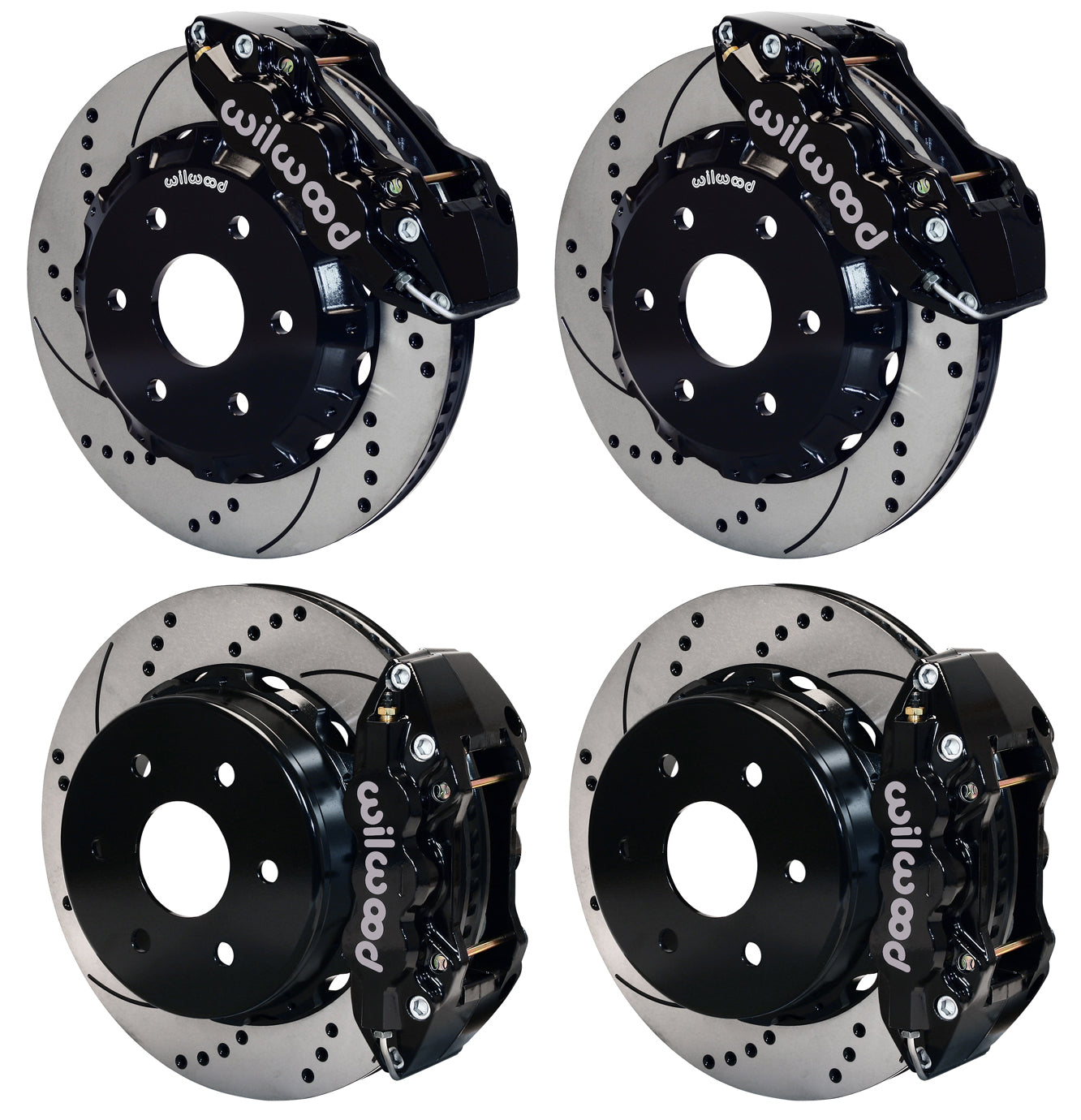 99-18 GM TRUCK/SUV FULL DISC BRAKE KIT,14" DRILLED ROTORS,BLACK CALIPERS