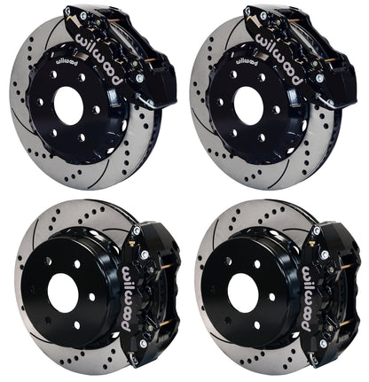 00-06 GM SUV FULL DISC BRAKE KIT,14" DRILLED ROTORS,BLACK CALIPERS