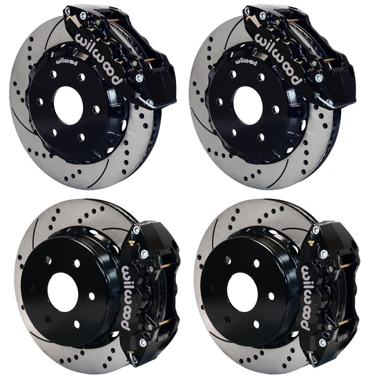 00-06 GM SUV FULL DISC BRAKE KIT,14" DRILLED ROTORS,BLACK CALIPERS