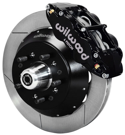 64-74 GM FRONT DISC BRAKE KIT,14" ROTORS,6 PISTON SUPERLITE BLACK CALIPERS