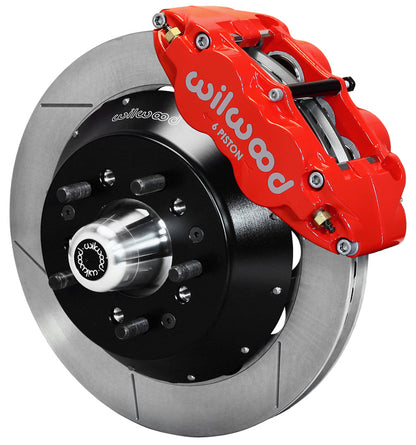 64-74 GM FRONT DISC BRAKE KIT,14" ROTORS,6 PISTON SUPERLITE RED CALIPERS