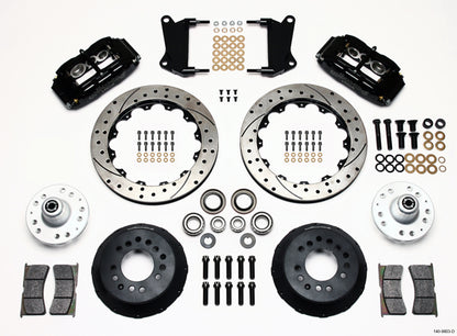 64-74 GM FRONT DISC BRAKE KIT,13" 2-PC. DRILLED ROTORS,6 PISTON SUPERLITE BLACK