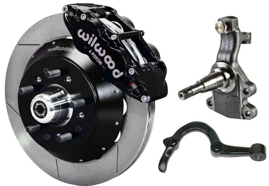 64-72 GM A-BODY FRONT DISC BRAKE KIT & 2" DROP SPINDLES & ARMS,14" ROTORS,BLACK