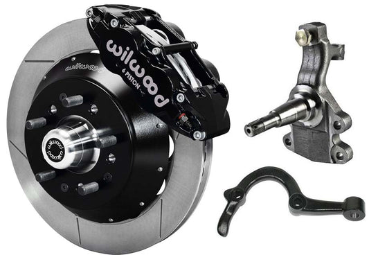 64-72 GM A-BODY FRONT DISC BRAKE KIT & 2" DROP SPINDLES & ARMS,14" ROTORS,BLACK